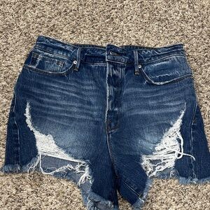 Good American Dark Blue Distressed Jean Shorts